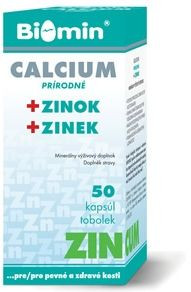 Biomin Calcium přírodní + zinek 50 kapslí